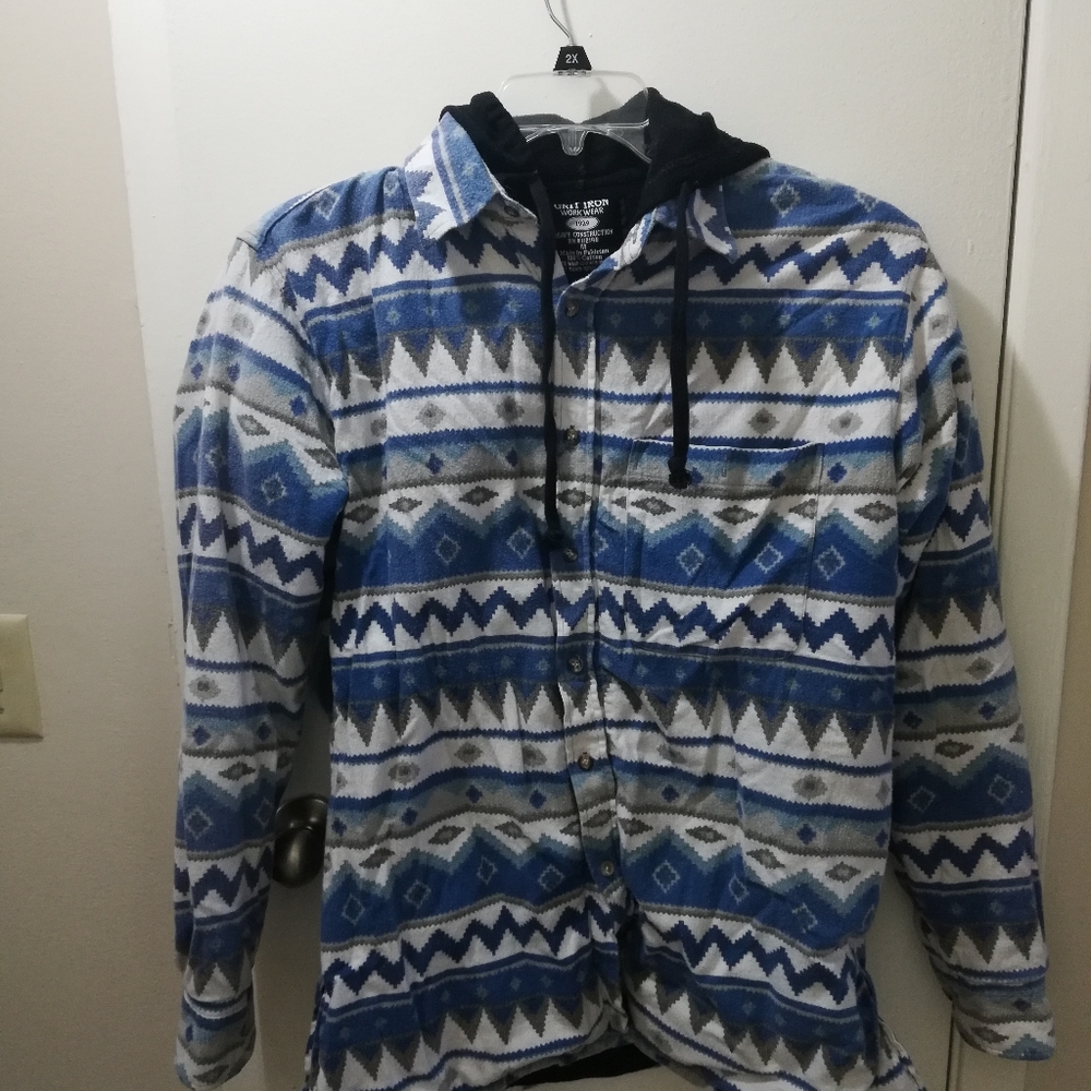Mens flannel jacket with hood